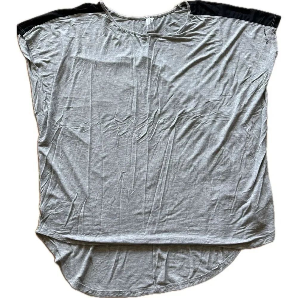 BCBG Generation Grey Jersey Tee Shirt Mesh Shoulders Women’s L